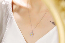 Load image into Gallery viewer, LUOWEND 18K White Gold Real Natural Yellow Diamond Pendant Necklace for Women