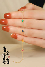 Load image into Gallery viewer, LUOWEND 18K Yellow Gold Real Natural Gemstone Bracelet for Women