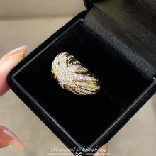 Load image into Gallery viewer, LUOWEND 18K White+Yellow Gold Natural Diamond Ring for Women