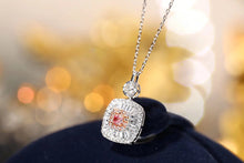 Load image into Gallery viewer, LUOWEND 18K White Gold Real Natural Pink Diamond Pendant Necklace for Women