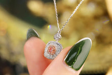 Load image into Gallery viewer, LUOWEND 18K White Gold Real Natural Pink Diamond Pendant Necklace for Women
