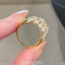 Load image into Gallery viewer, LUOWEND 18K White+Yellow Gold Natural Diamond Ring for Women