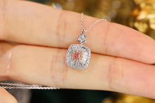 Load image into Gallery viewer, LUOWEND 18K White Gold Real Natural Pink Diamond Pendant Necklace for Women