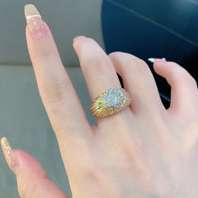 Load image into Gallery viewer, LUOWEND 18K White+Yellow Gold Natural Diamond Ring for Women