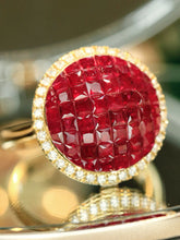 Load image into Gallery viewer, LUOWEND 18K Yellow Gold Natural Ruby Necklace for Women