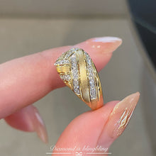 Load image into Gallery viewer, LUOWEND 18K White+Yellow Gold Natural Diamond Ring for Women