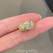 Load image into Gallery viewer, LUOWEND 18K White+Yellow Gold Natural Diamond Ring for Women