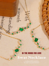 Load image into Gallery viewer, LUOWEND 18K Yellow Gold Real Natural Emerald and Diamond Gemstone Necklace for Women