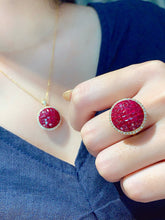 Load image into Gallery viewer, LUOWEND 18K Yellow Gold Natural Ruby Necklace for Women