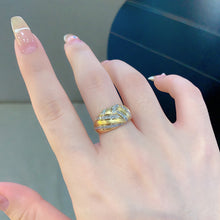 Load image into Gallery viewer, LUOWEND 18K White+Yellow Gold Natural Diamond Ring for Women