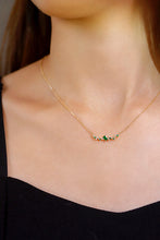 Load image into Gallery viewer, LUOWEND 18K Yellow Gold Real Natural Emerald and Diamond Gemstone Necklace for Women