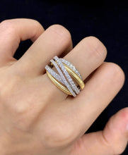 Load image into Gallery viewer, LUOWEND 18K White+Yellow Gold Natural Diamond Ring for Women