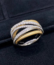 Load image into Gallery viewer, LUOWEND 18K White+Yellow Gold Natural Diamond Ring for Women