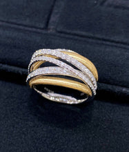 Load image into Gallery viewer, LUOWEND 18K White+Yellow Gold Natural Diamond Ring for Women