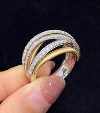 Load image into Gallery viewer, LUOWEND 18K White+Yellow Gold Natural Diamond Ring for Women