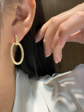 Load image into Gallery viewer, LUOWEND 18K White/Yellow Gold Natural Diamond Earrings for Women