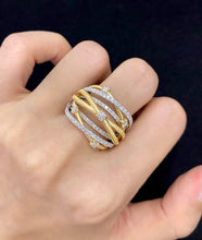 Load image into Gallery viewer, LUOWEND 18K White+Yellow Gold Natural Diamond Ring for Women