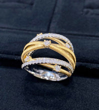 Load image into Gallery viewer, LUOWEND 18K White+Yellow Gold Natural Diamond Ring for Women