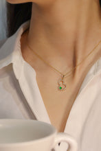 Load image into Gallery viewer, LUOWEND 18K Yellow Gold Real Natural Emerald and Diamond Gemstone Necklace for Women
