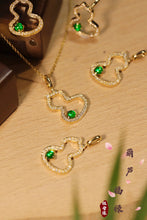 Load image into Gallery viewer, LUOWEND 18K Yellow Gold Real Natural Emerald and Diamond Gemstone Necklace for Women