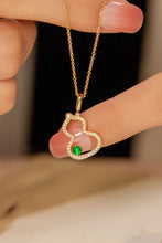 Load image into Gallery viewer, LUOWEND 18K Yellow Gold Real Natural Emerald and Diamond Gemstone Necklace for Women