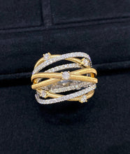 Load image into Gallery viewer, LUOWEND 18K White+Yellow Gold Natural Diamond Ring for Women