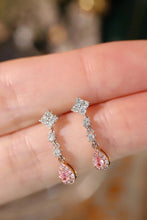 Load image into Gallery viewer, LUOWEND 18K White Gold Real Natural Pink Diamond Drop Earrings for Women