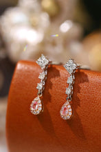 Load image into Gallery viewer, LUOWEND 18K White Gold Real Natural Pink Diamond Drop Earrings for Women