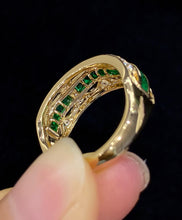 Load image into Gallery viewer, LUOWEND 18K Yellow Gold Natural Emerald Gemstone Ring for Women
