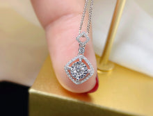 Load image into Gallery viewer, LUOWEND 18K White or Rose Gold Real Natural Diamond Pendant Necklace for Women