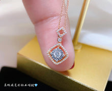 Load image into Gallery viewer, LUOWEND 18K White or Rose Gold Real Natural Diamond Pendant Necklace for Women