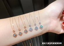 Load image into Gallery viewer, LUOWEND 18K White or Rose Gold Real Natural Diamond Pendant Necklace for Women