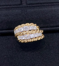 Load image into Gallery viewer, LUOWEND 18K Yellow Gold Natural Diamond Ring for Women