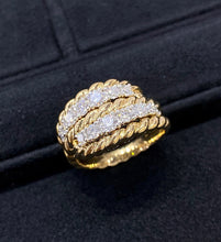 Load image into Gallery viewer, LUOWEND 18K Yellow Gold Natural Diamond Ring for Women