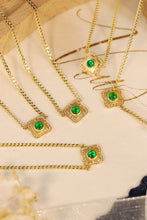 Load image into Gallery viewer, LUOWEND 18K Yellow Gold Real Natural Emerald and Diamond Gemstone Necklace for Women