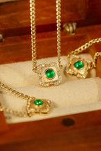 Load image into Gallery viewer, LUOWEND 18K Yellow Gold Real Natural Emerald and Diamond Gemstone Necklace for Women