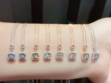 Load image into Gallery viewer, LUOWEND 18K White or Rose Gold Real Natural Diamond Pendant Necklace for Women