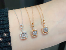 Load image into Gallery viewer, LUOWEND 18K White or Rose Gold Real Natural Diamond Pendant Necklace for Women