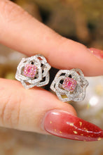 Load image into Gallery viewer, LUOWEND 18K White Gold Real Natural Pink Diamond Stud Earrings for Women