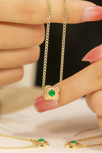 Load image into Gallery viewer, LUOWEND 18K Yellow Gold Real Natural Emerald and Diamond Gemstone Necklace for Women