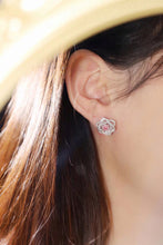 Load image into Gallery viewer, LUOWEND 18K White Gold Real Natural Pink Diamond Stud Earrings for Women