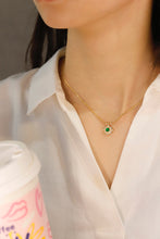 Load image into Gallery viewer, LUOWEND 18K Yellow Gold Real Natural Emerald and Diamond Gemstone Necklace for Women