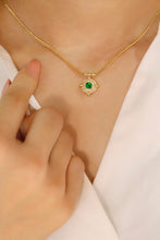 Load image into Gallery viewer, LUOWEND 18K Yellow Gold Real Natural Emerald and Diamond Gemstone Necklace for Women