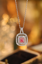 Load image into Gallery viewer, LUOWEND 18K White Gold Real Natural Pink Diamond Pendant Necklace for Women