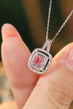 Load image into Gallery viewer, LUOWEND 18K White Gold Real Natural Pink Diamond Pendant Necklace for Women