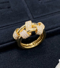 Load image into Gallery viewer, LUOWEND 18K Yellow Gold Natural Diamond Ring for Women