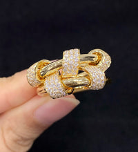 Load image into Gallery viewer, LUOWEND 18K Yellow Gold Natural Diamond Ring for Women