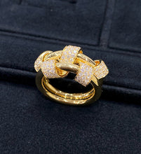 Load image into Gallery viewer, LUOWEND 18K Yellow Gold Natural Diamond Ring for Women