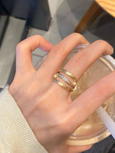 Load image into Gallery viewer, LUOWEND 18K Yellow Gold Natural Diamond Ring for Women