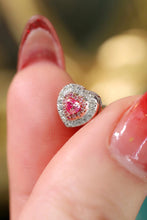 Load image into Gallery viewer, LUOWEND 18K White Gold Real Natural Pink Diamond Stud Earrings for Women